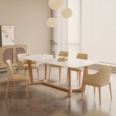 Modern luxury small-space rectangular ceramic dining table for homes