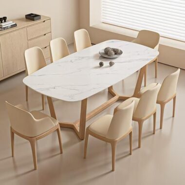 Modern luxury small-space rectangular ceramic dining table for homes