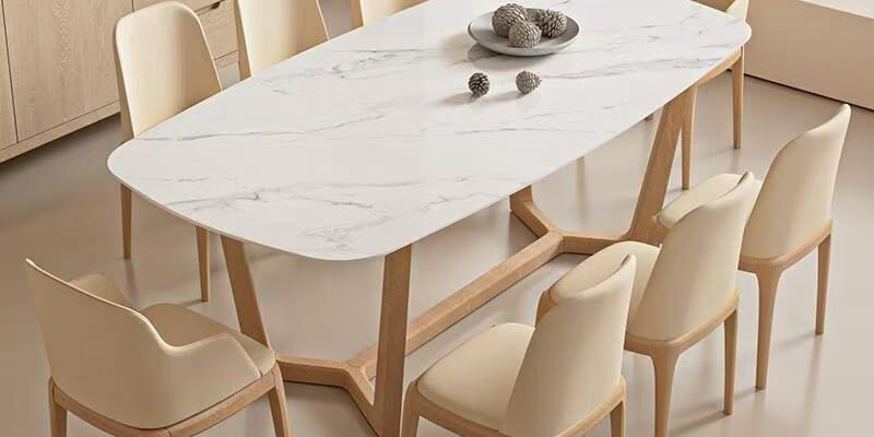 Modern luxury small-space rectangular ceramic dining table for homes