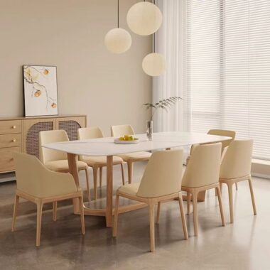 Modern luxury small-space rectangular ceramic dining table for homes
