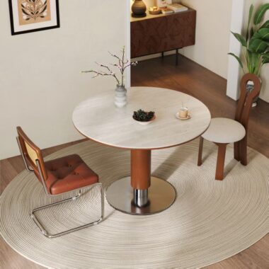 modern oriental round ceramic dining table in minimalist style
