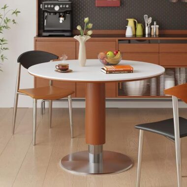 modern oriental round ceramic dining table in minimalist style