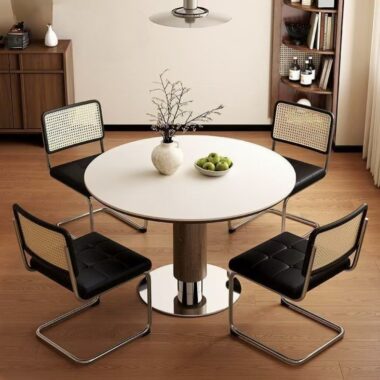 modern oriental round ceramic dining table in minimalist style