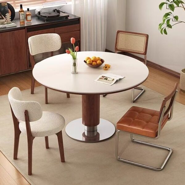 modern oriental round ceramic dining table in minimalist style
