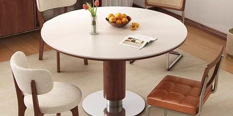 modern oriental round ceramic dining table in minimalist style