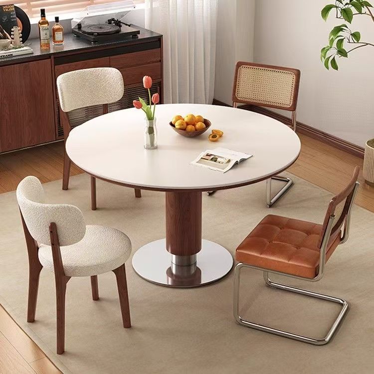 modern oriental round ceramic dining table in minimalist style