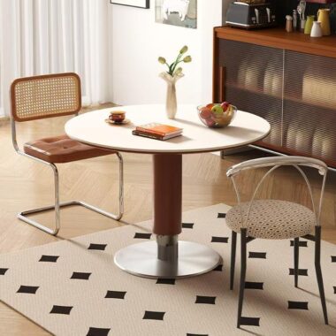 modern oriental round ceramic dining table in minimalist style