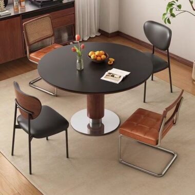 modern oriental round ceramic dining table in minimalist style