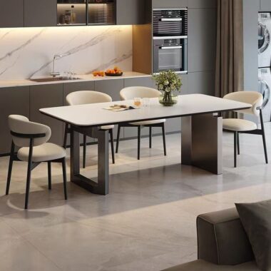 Modern minimalist rectangular ceramic dining table for homes