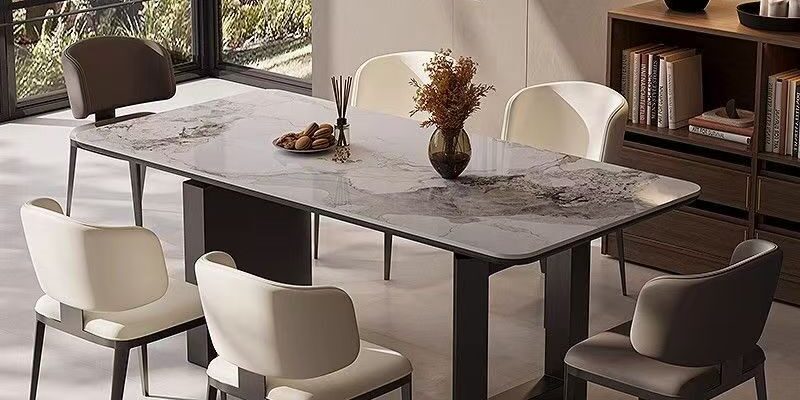 Modern minimalist rectangular ceramic dining table for homes