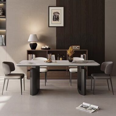 Modern minimalist rectangular ceramic dining table for homes