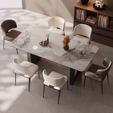 Modern minimalist rectangular ceramic dining table for homes