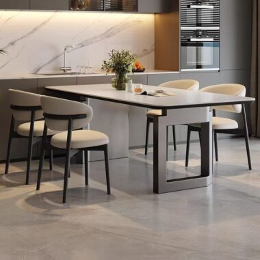 Modern minimalist rectangular ceramic dining table for homes