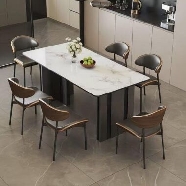 Modern rectangular ceramic dining table for home interiors