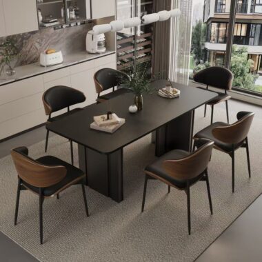 Modern rectangular ceramic dining table for home interiors