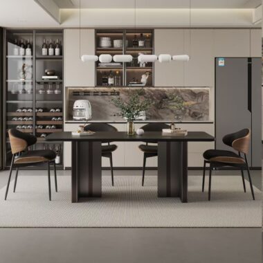 Modern rectangular ceramic dining table for home interiors