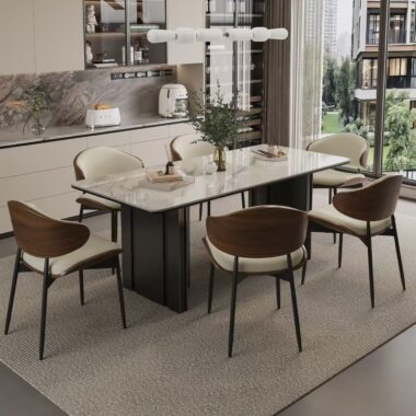 Modern rectangular ceramic dining table for home interiors
