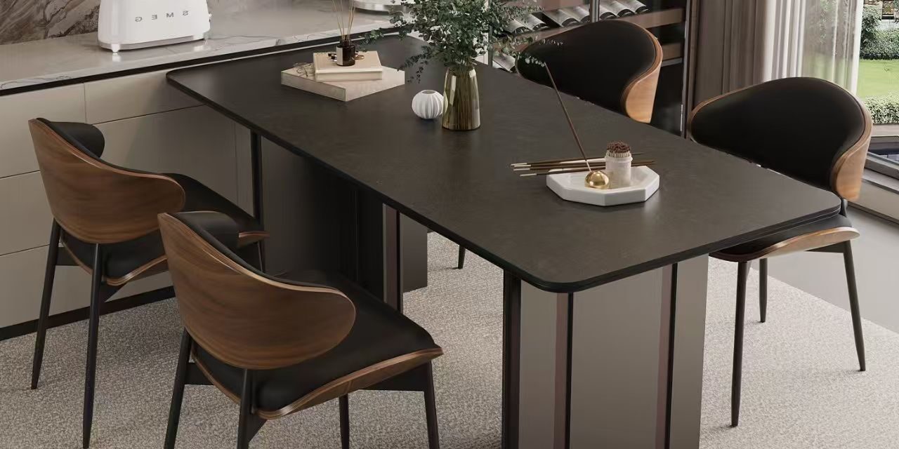 Modern rectangular ceramic dining table for home interiors