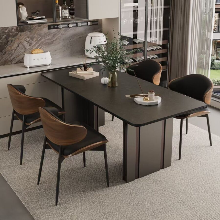 Modern rectangular ceramic dining table for home interiors