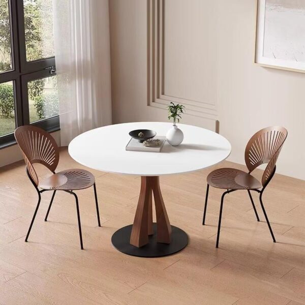 Modern round ceramic dining table for small home dining