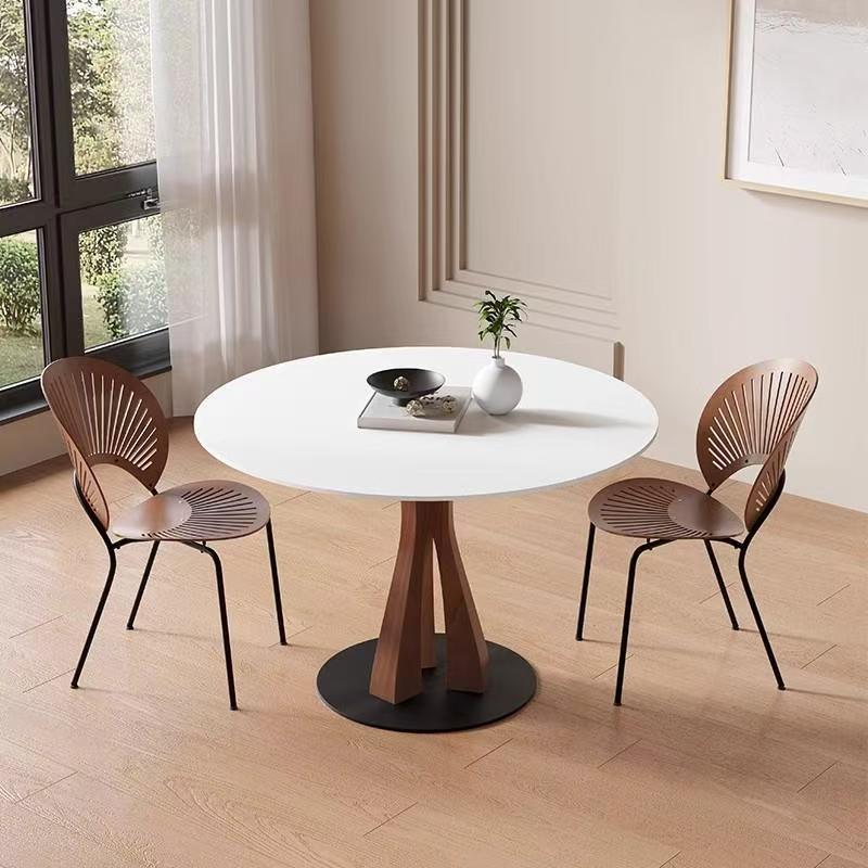 Modern round ceramic dining table for small home dining