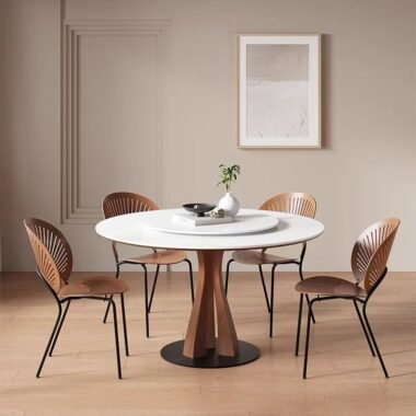 Modern round ceramic dining table for small home dining