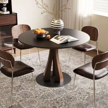 Modern round ceramic dining table for small home dining