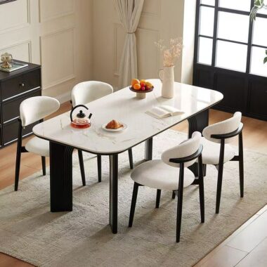 Modern small-space rectangular ceramic dining table for homes