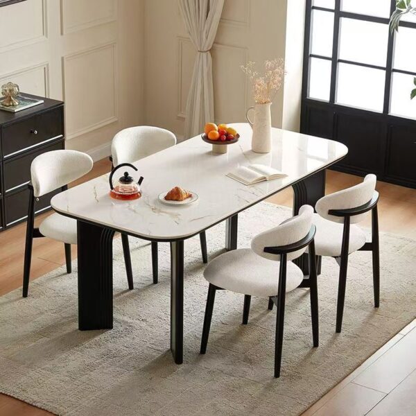 Modern small-space rectangular ceramic dining table for homes