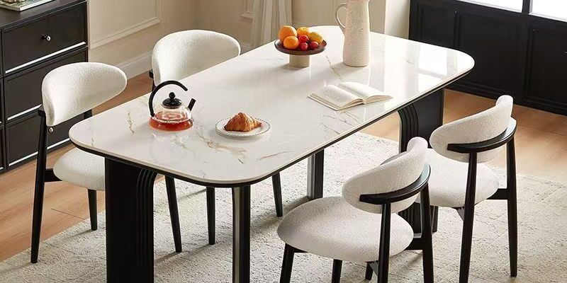 Modern small-space rectangular ceramic dining table for homes