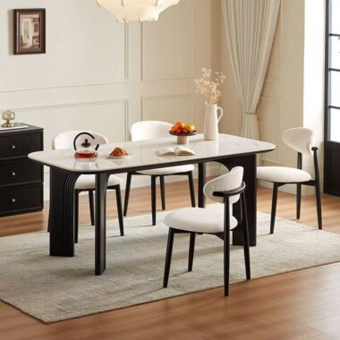 Modern small-space rectangular ceramic dining table for homes