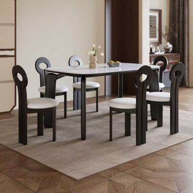 Modern small-space rectangular ceramic dining table for homes