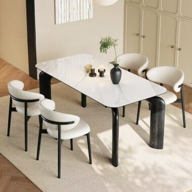 Modern small-space rectangular ceramic dining table for homes