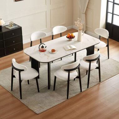Modern small-space rectangular ceramic dining table for homes