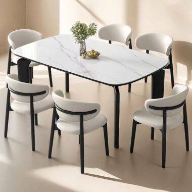 Modern small-space rectangular ceramic dining table for homes