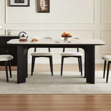 Modern small-space rectangular ceramic dining table for homes