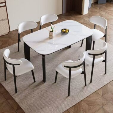 Modern small-space rectangular ceramic dining table for homes
