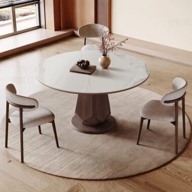 Modern small-space round ceramic dining table for compact homes