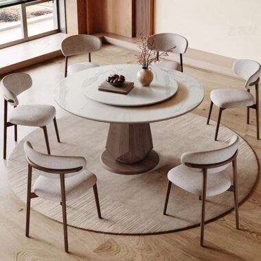 Modern small-space round ceramic dining table for compact homes