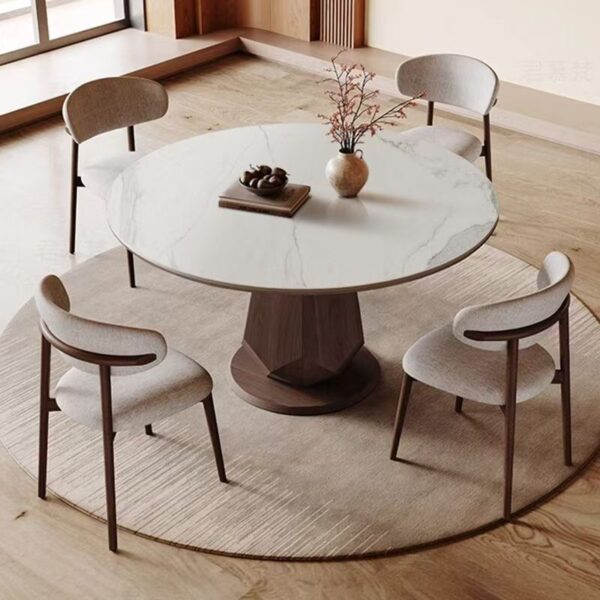 Modern small-space round ceramic dining table for compact homes