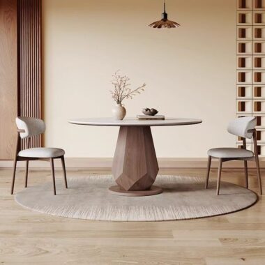 Modern small-space round ceramic dining table for compact homes
