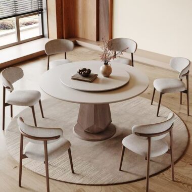Modern small-space round ceramic dining table for compact homes