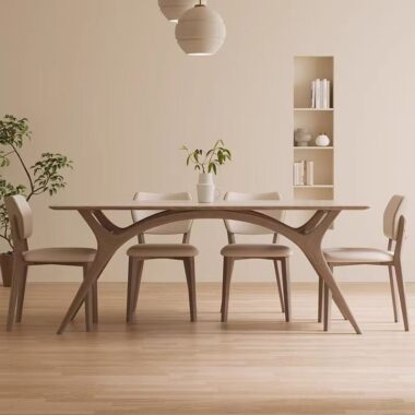 Modern solid wood leg rectangular ceramic dining table for homes