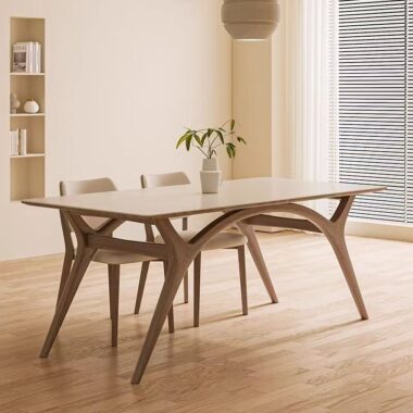Modern solid wood leg rectangular ceramic dining table for homes