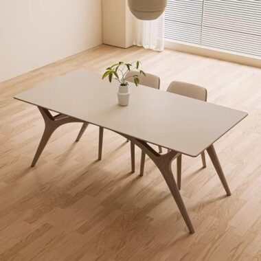 Modern solid wood leg rectangular ceramic dining table for homes