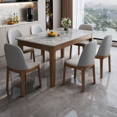 Modern solid wood rectangular ceramic dining table for homes