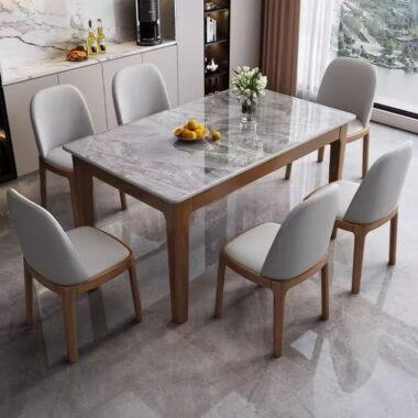 Modern solid wood rectangular ceramic dining table for homes