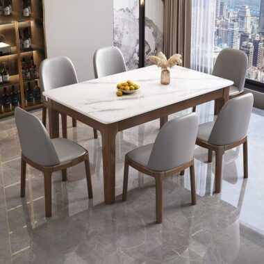 Modern solid wood rectangular ceramic dining table for homes