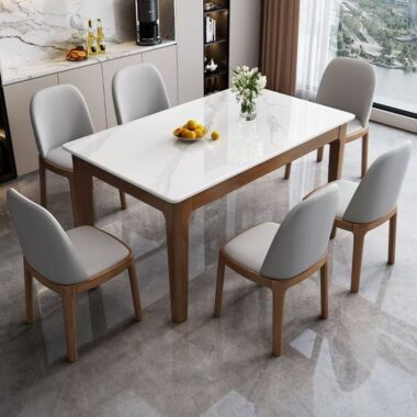 Modern solid wood rectangular ceramic dining table for homes