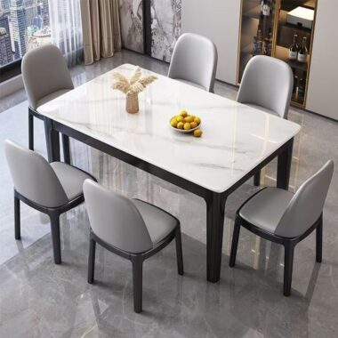 Modern solid wood rectangular ceramic dining table for homes